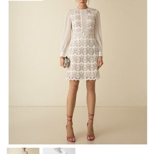 NWT Reiss Sheer White Long Sleeve Dress